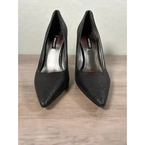 Nine West Ezra Black Glitter Women's 4" Heel Pumps Size 7.5 NWOB - Picture 3 of 7